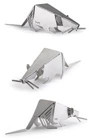 Origami Style Modern Geometric Mouse Figurine Unique Metal Wall Art Metal Accessories Figurines