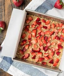 Only 80 calories per serving; Healthy Strawberry Oatmeal Bars Recipe Well Plated By Erin