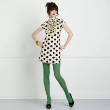 Black And White Polka Dot Dress With Black Tights Style Redux Kate Spade Fall Clothing Collection Green Tights Colored Tights Outfit Fashion