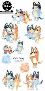 Bluey Watercolor Clip Art Bluey Png Family Of Dogs Cute Etsy Cartoon Clip Art Clip Art Holiday Artwork