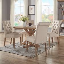It is made of carefully selected solid oak wood and wood covered with natural oak veneer and finished with hard oil wax, which perfectly protects the wood and enhances its natural beauty. Benchwright Rustic X Base 48 Inch Round Dining Table Set By Inspire Q Artisan Shoppeep