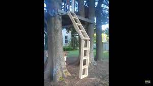 It's much easier to build the rest of the structure if the floor is level and can support the entire weight of the tree house. Folding Tree House Ladder Youtube