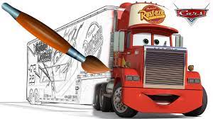 Some free truck coloring pages to print have a simple outline while others are complex pictures with fine detailing. Cars Mack Coloring Book Pages Video For Kids Episode 37 Youtube