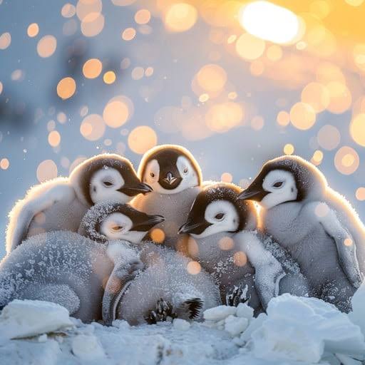 Download Penguins' Winter Huddle Image - Penguins, Snow, Winter | StockCake
