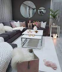 Spare room with embroidered bed cover. 28 Cozy Living Room Decor Ideas To Copy Society19 Living Room Decor Gray Dark Grey Living Room Pink Living Room
