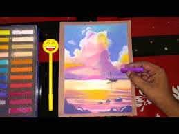 This is a tutorial for beginning painters or someone who has never painted to learn to paint a sunset. How To Draw A Easy Drawing Scenery For Kids Sunset Cloudy Landscape Drawing Step By Step Painting With Oil Paints