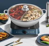 Stainless Steel Hot Pot Soup Pot, Round Dual Sided Divider Cooking Soup Hot Pot Cookware with Lid, Pot with a Divider