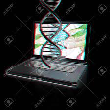 Sin coste para uso comercial sin necesidad de mencionar la fuente libre de derechos de autor. Portatil Con Dna Medico Modelo De Fondo En La Pantalla De La Computadora Portatil Ilustracion 3d Anaglifo Ver Con Gafas De Color Rojo Cian Para Ver En 3d Fotos Retratos Imagenes