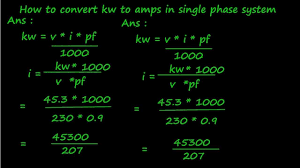 How To Convert Kw To Amps In Single Phase System