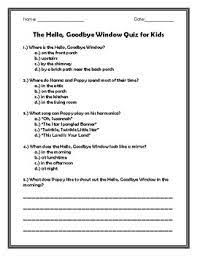 The Hello Goodbye Window Quiz For Kids By Teacher Chip S School Store