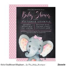 Girls Chalkboard Elephant Baby Shower Invitation Zazzle Com Animal Baby Shower Invitations Baby Shower Invitations Chalkboard Baby Shower Invitation