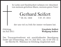 Traueranzeigen von Gerhard Seifert