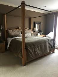 Beautiful mahogany wood with brass accents. King Size Bedroom Set Canopy Henredon Ebay