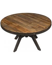Table basse ronde bois et métal blanc 100cm tinesixe. Table Basse Ronde Plateau Moyen Reglable Bois Recycle Industrielle Structure Metal