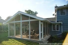 For a finished look, step back the board 1 1/2 inches from the leading edge of the flooring. Screened In Porch Addition Patio Becomes Screened In Porch Between Naps On The Porch