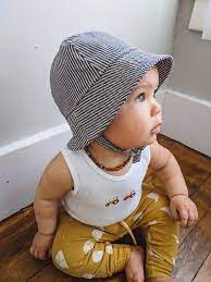 Striped Denim Summer Sun Hat For Baby Boys And Girls Bucket Hat With Chin Straps Baby Summer Hat Baby Sun Hat Baby Boy Hats