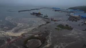 Severo-Kurilsk in Russia's Sakhalin Region is flooded by tsunami waves  after a powerful magnitude 8.8 earthquake struck off the Kamchatka  Peninsula on Wednesday, July 30, 2025. COURTESY: Kamchatka ...