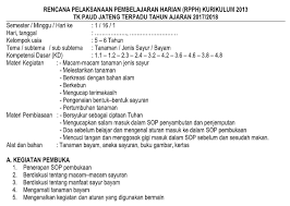 Check spelling or type a new query. Rpph Tk Paud Kurikulum 2013 Kelompok Usia 5 6 Tahun Tema Tanaman Subtema Jenis Sayur Administrasi Tk Paud