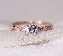 Rose Gold Delicate Engagement Ring Minimalist Engagement Ring 14k Rose Gold Engagement Rings Wedding Rings