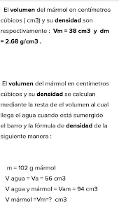 Blumeyer a., tosti a., messenger a., reygagne p., del marmol v., spuls p. Un Bloque De Marmol Pesa 102 Gramos Se Introduce Despacio En Una Probeta Graduada Que Contiene 56 Cm Brainly Lat