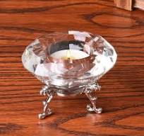 China Portavelas de cristal con forma de diamante con ...