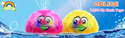 Amazon Com Aolige Baby Light Up Bath Squirt Toys For Toddlers And Kids Bath Tub Sprinkler Toy Pack Of 2 Rose Red And Yellow Toys Games