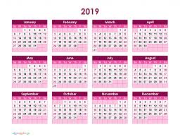 Jump start your new year with this free 2021 printable calendar template! Yearly Calendar 2019 Printable Full Year Calendar 2019 Theme Purple