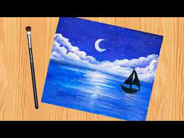 #kangdadangart #caramelukispemandangan #caramelukiswajah kembali mengulang cara melukis pemandangan pantai untuk pemula dengan menggunakan cat akrilik dan media kanvas yang khusus untuk pemula dan juga umum. Watercolor Painting Cara Melukis Pemandangan Laut Di Malam Hari Youtube