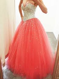 Puffy Prom Dresses 2017 Long Puffy Coral Princess Prom Dresses Sweetheart Neckline Fully Beaded Pro Coral Prom Dress Prom Dresses Ball Gown Puffy Prom Dresses