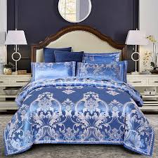 Navy blue is a highly sophisticated color that would fit a bedroom? Royal Blue Scroll Pattern Victorian Style Full Queen Size Bedding Sets Hipsterbedding Com