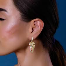 Earring With Movement, Silver Grape Earring, Grapes and Vine Leaves