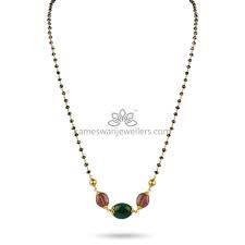 Buy authentic gold mangalsutras online in india at best prices from pc jeweller. Buy Mangalsutra Online Tourmaline Emerald Bead Black Diamond Chain From Kameswari Jewellers