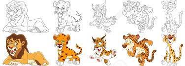 This page, cat coloring pages, gives you free coloring pages with kittens, cute cats and funny cats. Cartoon Animal Set Collection Of Wild Cats Lion Tiger Cub Royalty Free Cliparts Vectors And Stock Illustration Image 78533434