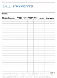 Blank Monthly Bill Chart Organizing Monthly Bills Monthly