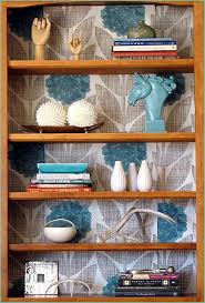 Weekend Project Diy Wallpapered Bookshelf Pepper Design Blog Wallpaper Bookshelf Diy Wallpaper Wallpaper Bookcase