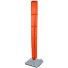 Four Sided Pegboard Tower Floor Display On Revolving Base Panel Size 4w X 60h Orange Flooring Display Store Fixtures