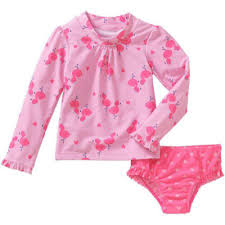 Child Of Mine By Carters Baby Toddler Girls 2 Piece Long Sleeve Rash Guard Swim Set Pink Flamingos