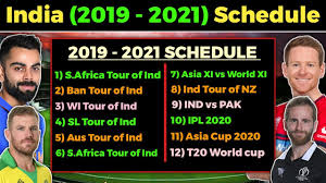 Here you will find mutiple links to access the india match live at different qualities. Indian Cricket Team Full Schedule From 2020 2021 Bcci Announces The Full Schedule From 2019 21 Youtube