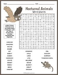 Nocturnal Animals Activity Nocturnal Animals Word Search Fun Tpt Nocturnal Animals Activities Nocturnal Animals Animal Activities