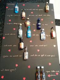 Since My Boyfriend S Not Into Sweets I Made Him A Love Letter Using Mini Alcohol Bottles Mini Alcohol Bottles Gifts Boyfriend Gifts Alcohol Valentines Gift