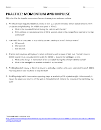 Https Msmillerphysicsandmath Weebly Com Uploads 1 2 9 2 12920954 Impuse Worksheet Pdf