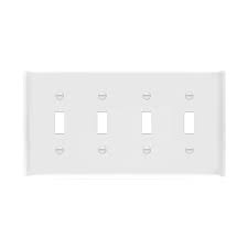 4 Gang Midsize Toggle Switch Wall Plate White Topgreener