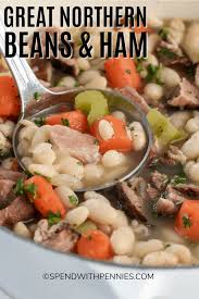 This Ham And Beans Recipe Is Quick And Easy To Prepare Made With Great Northern Beans And Ham Hock This Soup Northern Beans Great Northern Beans Bean Recipes