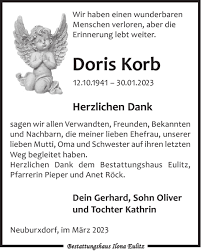 Traueranzeigen von Doris Korb