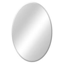 Thick with a rectangular design provides a polished edge for a clean and contemporary look constructed of silvered mirror for optimal… Glacier Bay 21 In W X 31 In L Oval Beveled Edge Bath Mirror 81187 The Home Depot Bath Mirror Framed Mirror Wall Oval Wall Mirror