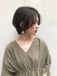 黒髪小顔 前髪なしハンサムショート ヘアカット 美髪 ヘア アイディア