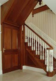Mahogany Treads And Handrail With Painted Balusters Stairs Handrail Home