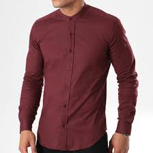 Hommes chemise manches courtes slim fit sociale esprits garçon manches moitié supé(chemise col tunisien homme). Lbo Chemise Manches Longues Col Mao Slim Fit 402 Bordeaux Laboutiqueofficielle Com
