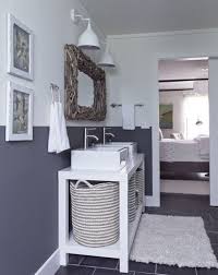 Pin By Lauren T On Home Half Painted Walls Gray Painted Walls Gray And White Bathroom