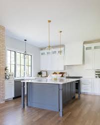 Because the existing island had tile on top we had to get a little creative. Gray Kitchen Island With Gray Turned Legs Transitional Kitchen